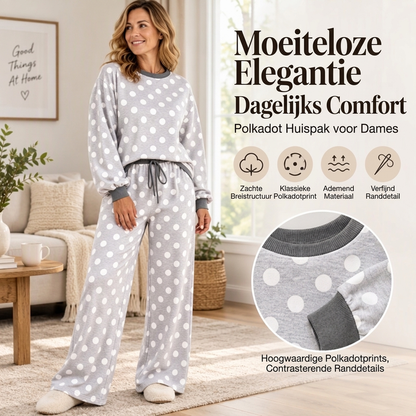Dames Sweatshirt met stippen & Broek met wijde pijpen Set