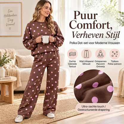 Dames set met polkadot top en wijde broek