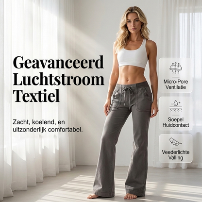 Lage taille wijde broek met trekkoord