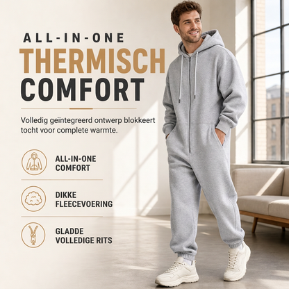 Wintertrainingspak voor heren met hoodie met volledige rits en trainingsbroek