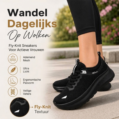 Lichte Fly-Knit plateau sneakers voor dames