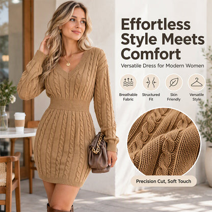 Elegante gebreide kabel gebreide bodycon truiejurk voor dames