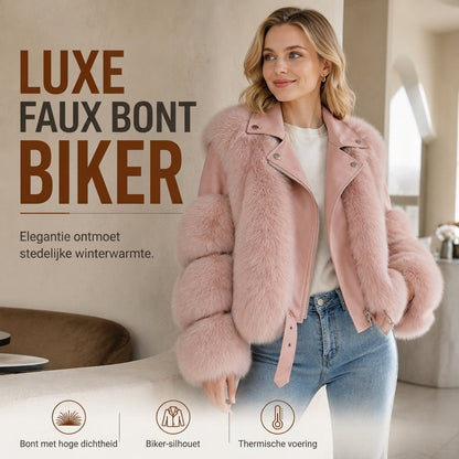 Korte winterjas van imitatiebont voor dames