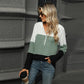 Gebreide hoodie met halve rits en colourblock design