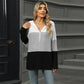 Gebreide hoodie met halve rits en colourblock design