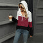 Gebreide hoodie met halve rits en colourblock design