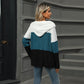 Gebreide hoodie met halve rits en colourblock design