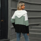 Gebreide hoodie met halve rits en colourblock design