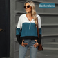 Gebreide hoodie met halve rits en colourblock design