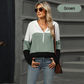 Gebreide hoodie met halve rits en colourblock design