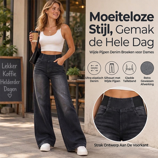 🔥Gratis verzending✈️Casual Stretch Wijde-pijp Jeans voor Vrouwen ✨ stretch denim, flatterende wijde pijp, eenvoudig te combineren