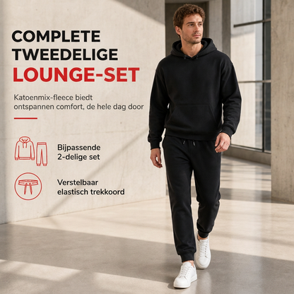 Heren Ontspannen Fit Letterprint Pullover Hoodie en Lange Broek Trainingspak Set