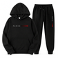 Heren Ontspannen Fit Letterprint Pullover Hoodie en Lange Broek Trainingspak Set