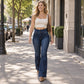 Dames elastische jeans met hoge taille en flared pijpen