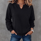 ✨🚀Bespaar nu tijd & geld!😍🤍Casual Sweatshirt voor Dames met Gesplitste V-hals, Losse Pasvorm🍂
