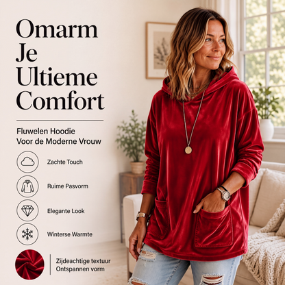 Velours pulloverhoodie voor dames