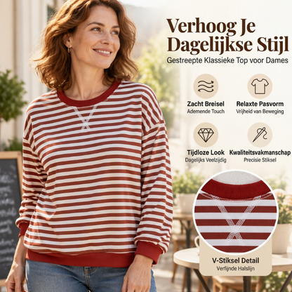 Dames Oversized Gestreept Langermaden Top