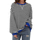 Dames Oversized Gestreept Langermaden Top