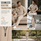 Casual tweedelige trainingsset voor heren van wafelstructuur: hoodie met halve rits en broek met rechte pijpen