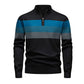 Casual herentrui met halve rits en strepen in slim fit