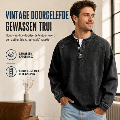 Heren vintage casual losvallend sweatshirt