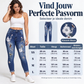 Dames elastische jeans met bloem borduursel en skinny pasvorm