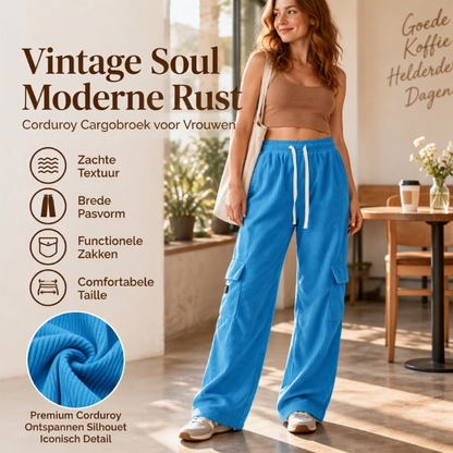 Casual Retro Corduroy Cargo Broek voor Dames