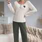 ✨Pyjamaset met ribboord voor dames, met hartjesborduursel