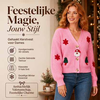 Feestelijk V-hals vest voor dames voor Kerstmis