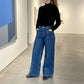 Damesjeans met hoge taille en wijde pijpen