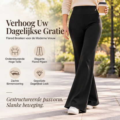 Dames flared broek met hoge taille en pluche voering