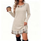 Casual geruite patchwork-gebreide jurk voor dames