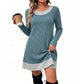 Casual geruite patchwork-gebreide jurk voor dames