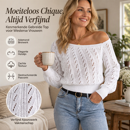 Dames gebreid cropje met blote schouders