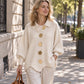 🔥Gratis verzending✈️Dames Elegante revers gebreid vest met gouden knopen
