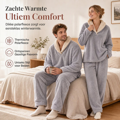 Dik Warm Sherpa Pyjamaset voor Mannen en Vrouwen