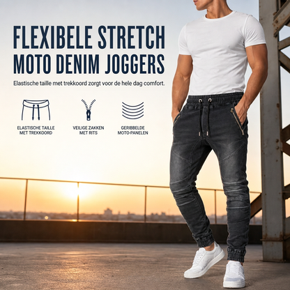 Casuele gewassen denim joggerbroek voor heren, jeans met omslag