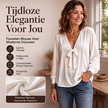 Dames blouse met Franse strik en V-hals