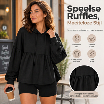 Dames Losvallend Kruisruit Capuchon Sweatshirt