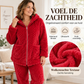Dames Pluche Kabelgebreid Hoodie Jas & Broek Set