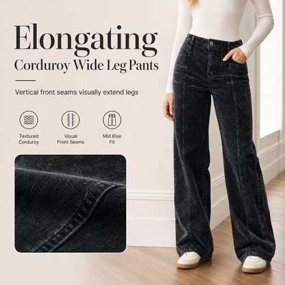 Casual corduroybroek met hoge taille en wijde pijpen voor dames
