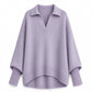 Vrouwen losvallend gebreid shirt met kraag, casual slouchy effen kleur lange mouwen gebreid kledingstuk