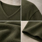 Dames Wafel Gebreide V-hals Lange Mouwen Top