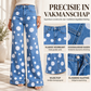 Dames jeans met hoge taille, polkadot en flared pasvorm