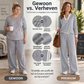 Tweedelige Dames Set met V-hals en Wijde Broek