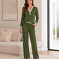 Tweedelige Dames Set met V-hals en Wijde Broek
