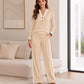 Tweedelige Dames Set met V-hals en Wijde Broek