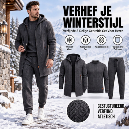 Casual kabelgebreid driedelige set voor heren