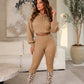 Dames Casual Kabeltrui met Capuchon en Legging Set