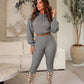 Dames Casual Kabeltrui met Capuchon en Legging Set
